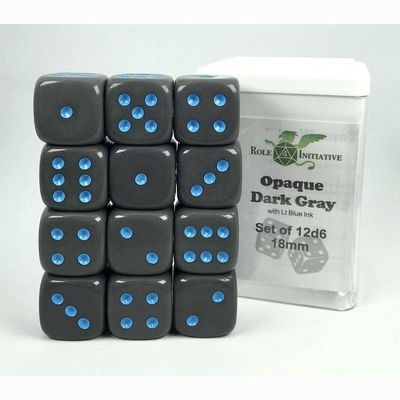 12d6 18mm Opaque Dark Gray w/LtBLU