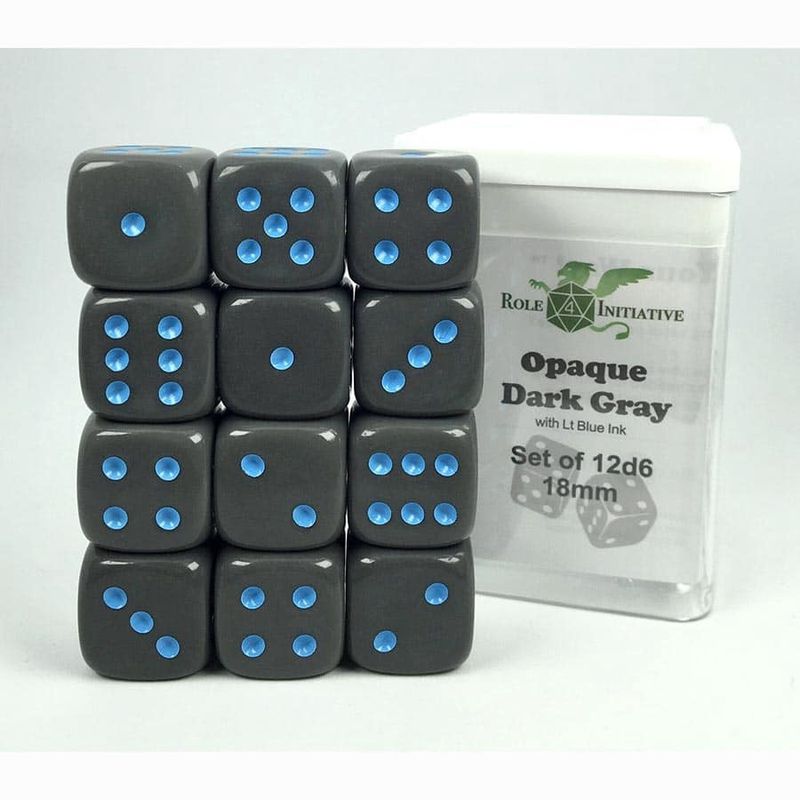 12d6 18mm Opaque Dark Gray w/LtBLU