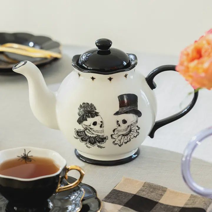 Halloween Victorian Skulls 40oz Teapot