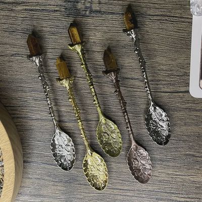 Tigers Eye Crystal Spoon, Bronze