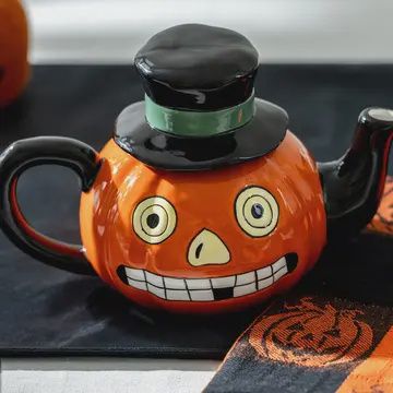Halloween Jack O&#39; Lantern Pumpkin 38oz Teapot