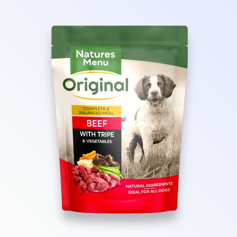 NATURES MENU ADULT DOG BEEF &amp; TRIPE POUCH 300G