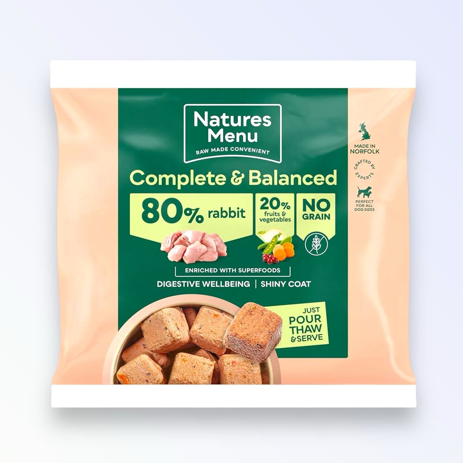 NATURES MENU DOG COMPLETE &amp; BALANCED RAW 1KG (RABBIT &amp; TURKEY)