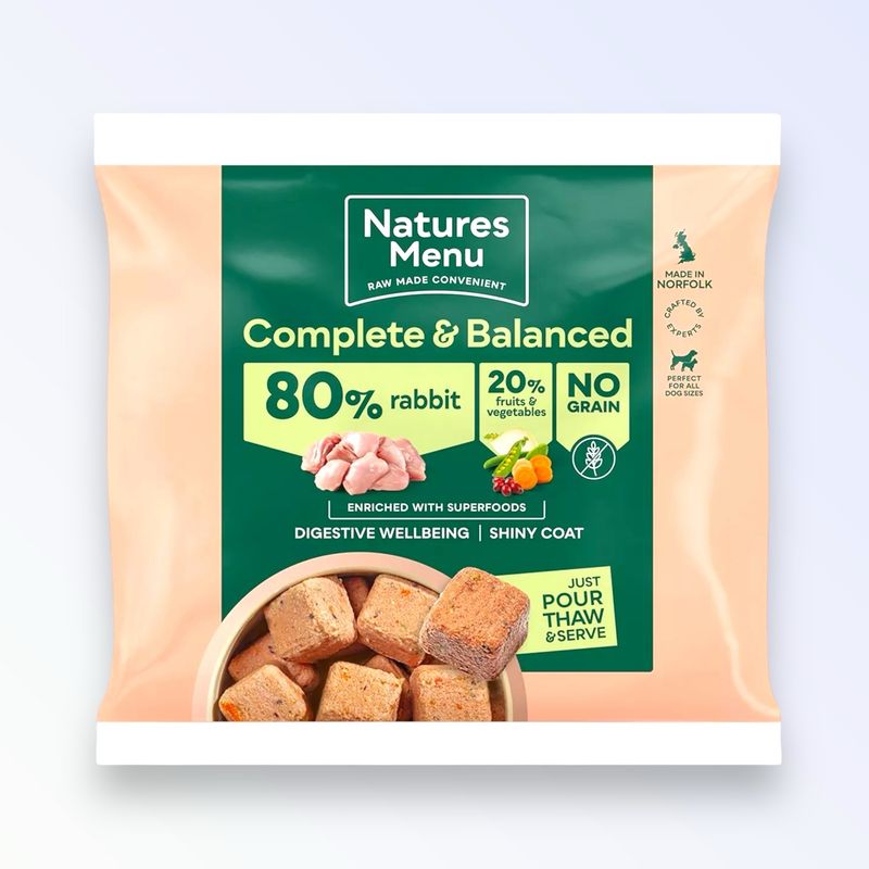 NATURES MENU DOG COMPLETE &amp; BALANCED RAW 1KG (RABBIT &amp; TURKEY)