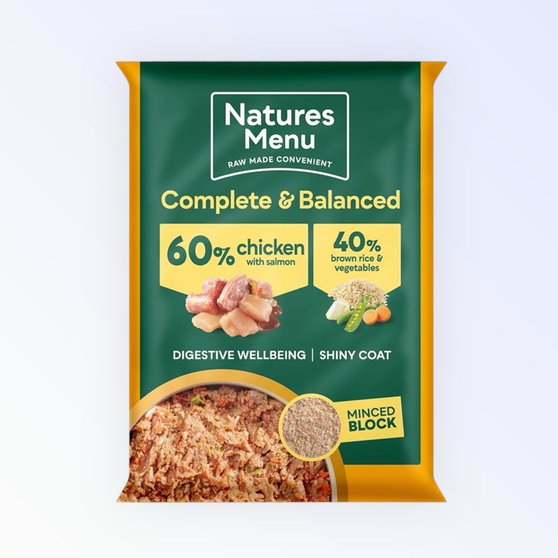 NATURES MENU DOG COMPLETE &amp; BALANCED RAW CHICKEN WITH SALMON 300G