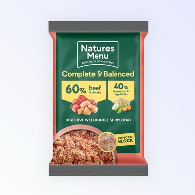 NATURES MENU DOG COMPLETE &amp; BALANCED RAW BEEF WITH CHICKEN 300G
