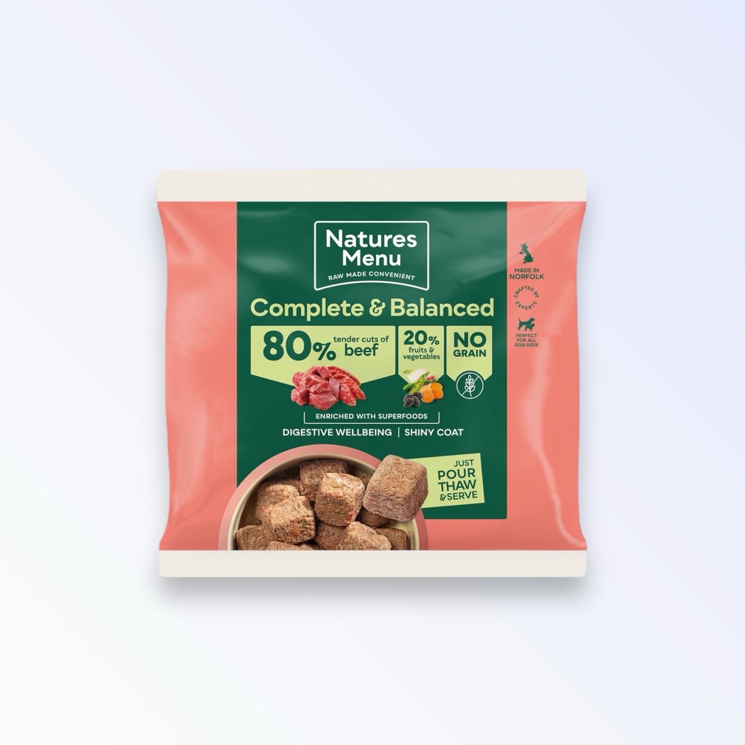 NATURES MENU DOG COMPLETE &amp; BALANCED RAW 1KG (BEEF)