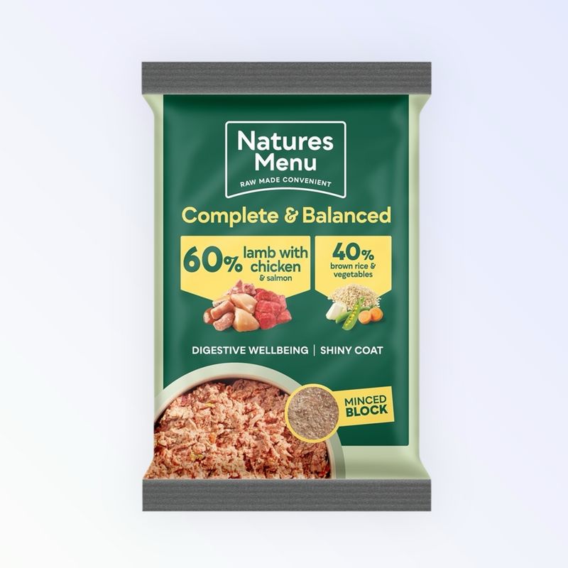 NATURES MENU DOG COMPLETE &amp; BALANCED RAW LAMB WITH CHICKEN &amp; SALMON 300G