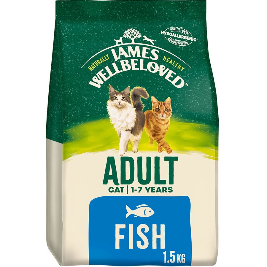 JAMES WELLBELOVED ADULT DRY CAT FOODS, OPTIONS: JAMES WELLBELOVED ADULT CAT FISH &amp; RICE 1.5KG