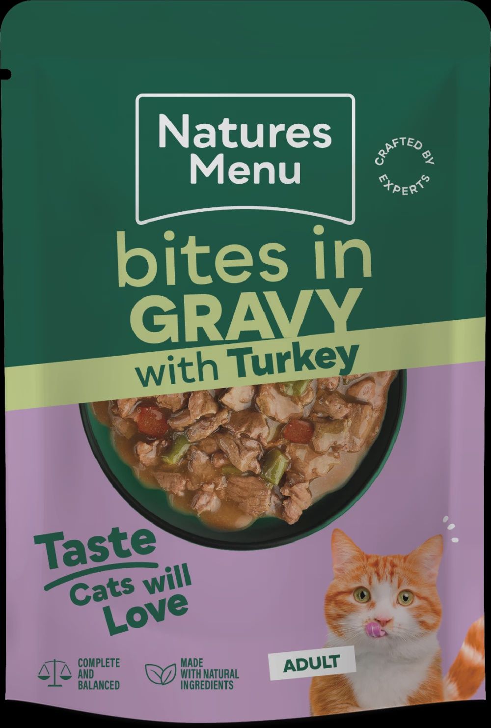 NATURES MENU BITES IN GRAVY CAT POUCH (TURKEY) 85G