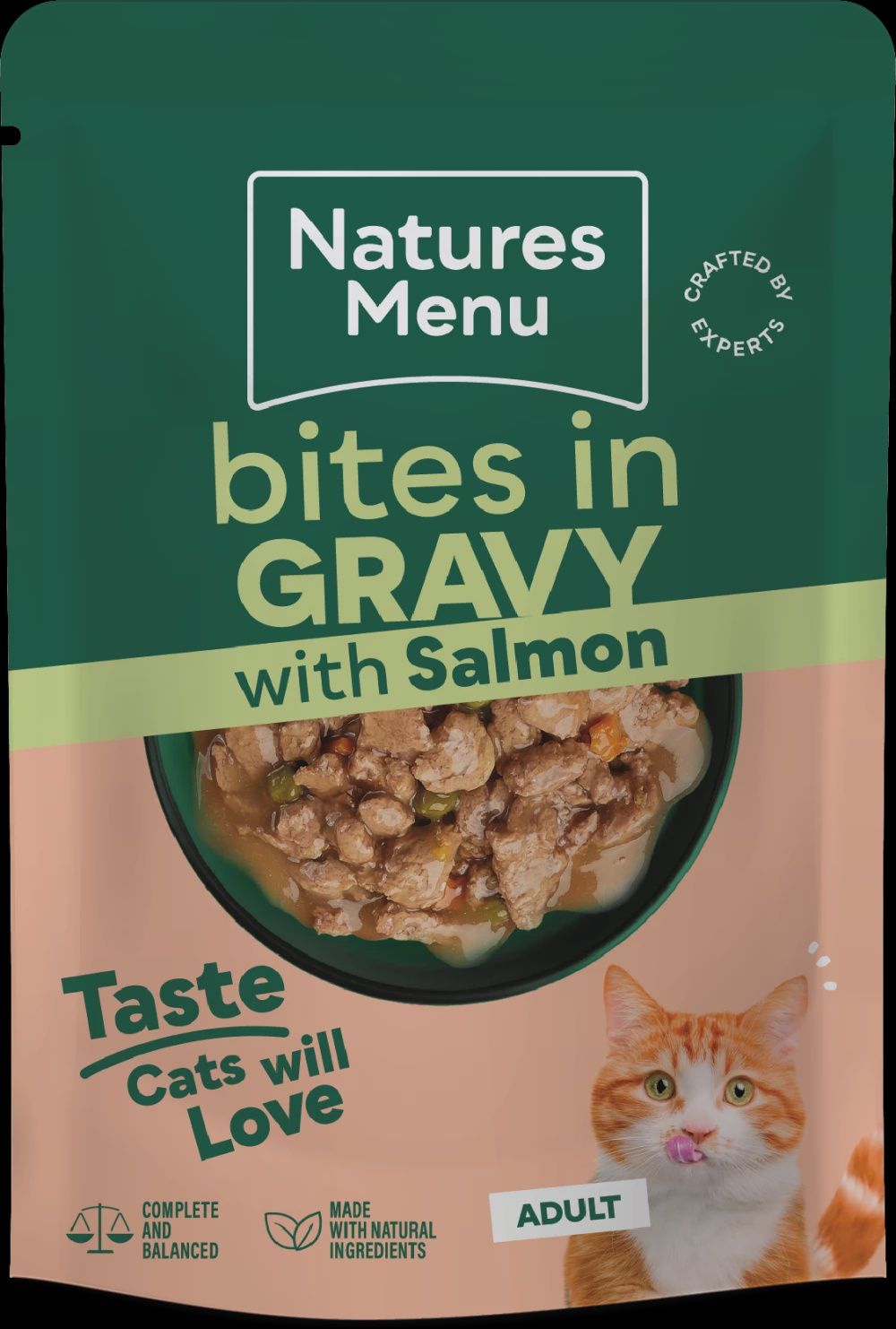 NATURES MENU BITES IN GRAVY CAT POUCH (SALMON) 85G