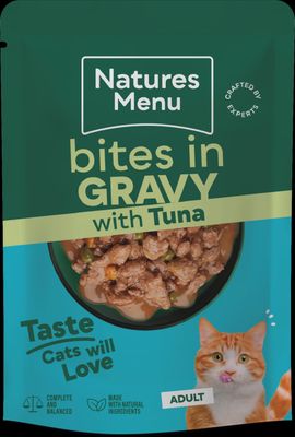 NATURES MENU BITES IN GRAVY CAT POUCH (TUNA) 85G