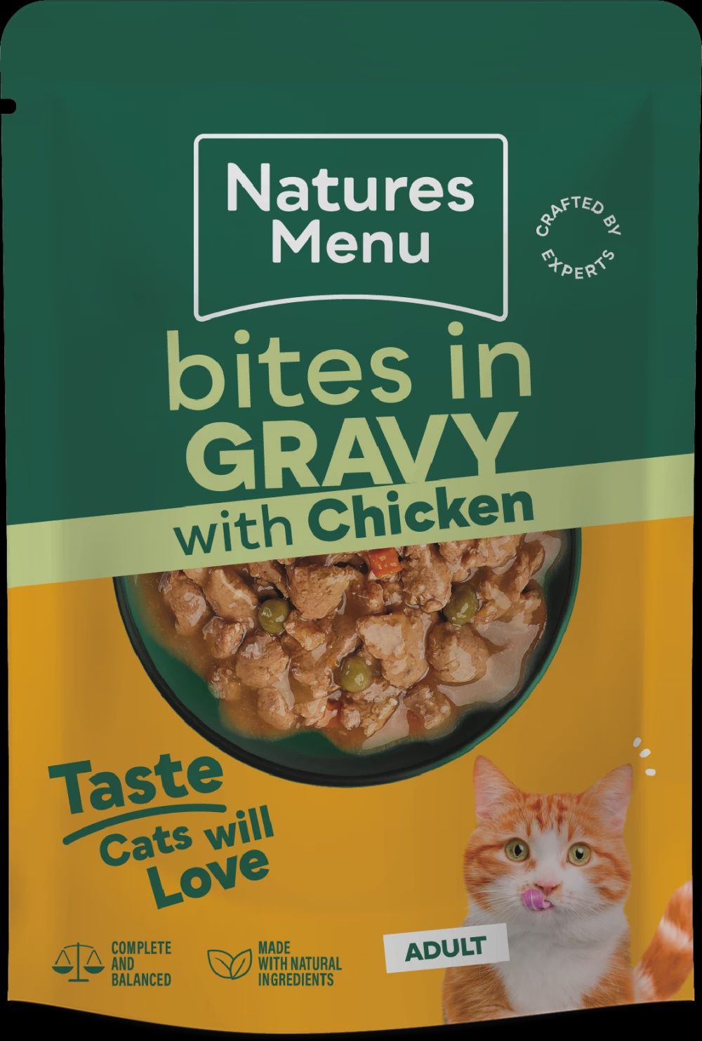 NATURES MENU BITES IN GRAVY CAT POUCH (CHICKEN) 85G