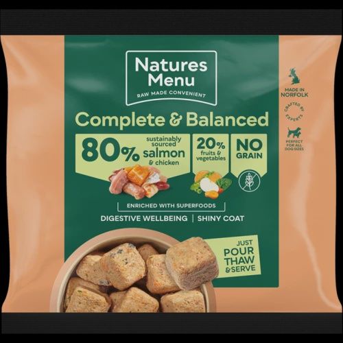NATURES MENU DOG COMPLETE &amp; BALANCED RAW 1KG (CHICKEN &amp; SALMON)