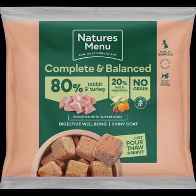 NATURES MENU DOG COMPLETE &amp; BALANCED RAW 1KG (RABBIT &amp; TURKEY)