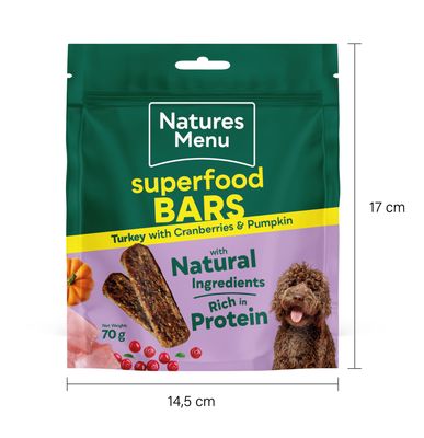 NATURES MENU DOG SUPERFOOD BARS 70g (TURKEY WITH CRANBERRIES &amp; PUMPKIN)