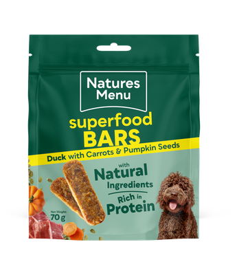 NATURES MENU DOG SUPERFOOD BARS 70g (DUCK WITH CARROT &amp; PUMPKIN SEEDS)
