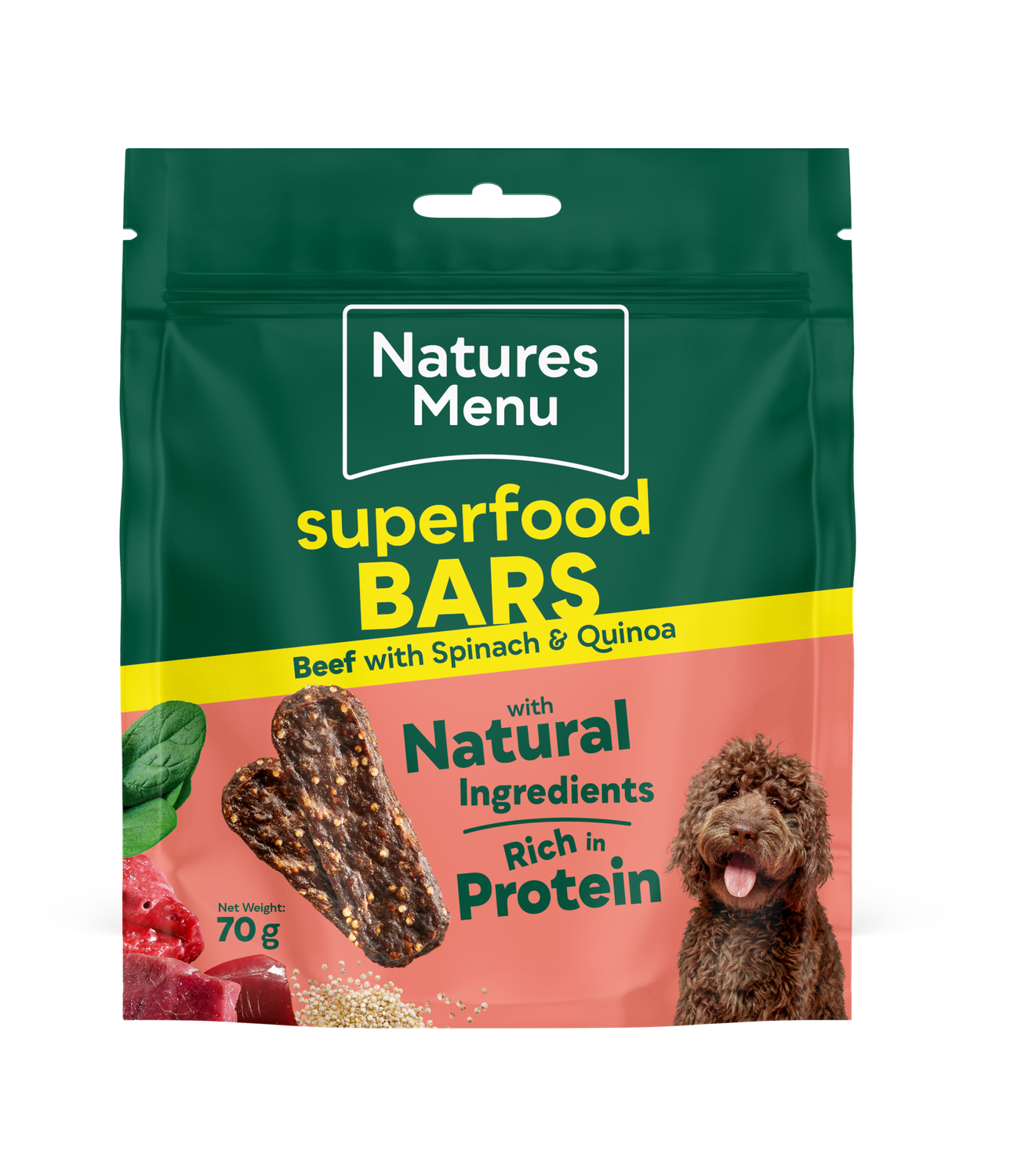 NATURES MENU DOG SUPERFOOD BARS 70g (BEEF WITH SPINACH AND QUINOA)