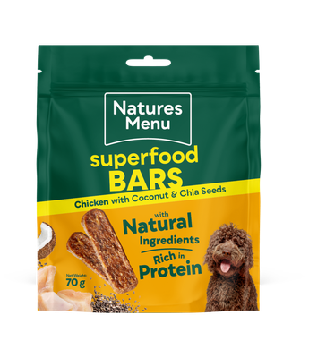 NATURES MENU DOG SUPERFOOD BARS 70g (CHICKEN WITH COCONUT &amp; CHIA SEEDS)