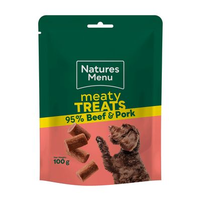 NATURES  MENU DOG BEEF &amp; PORK TREATS 100g