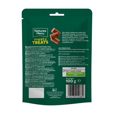 NATURES  MENU DOG BEEF &amp; PORK TREATS 100g