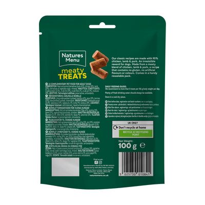 NATURES MENU DOG LAMB, CHICKEN &amp; PORK TREATS 100g