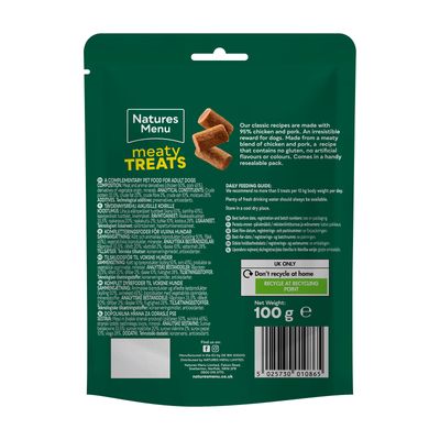 NATURES MENU DOG CHICKEN &amp; PORK TREATS 100g