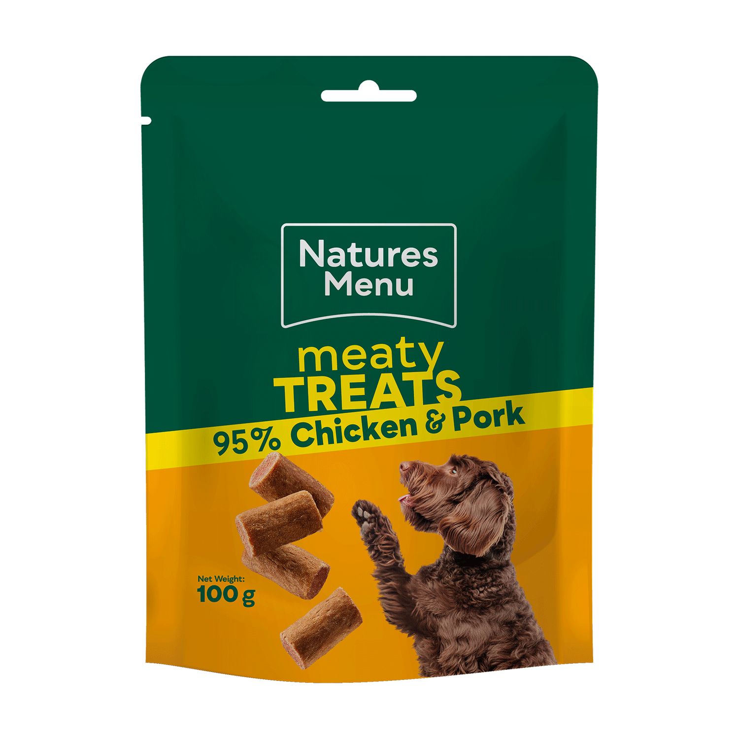 NATURES MENU DOG CHICKEN &amp; PORK TREATS 100g