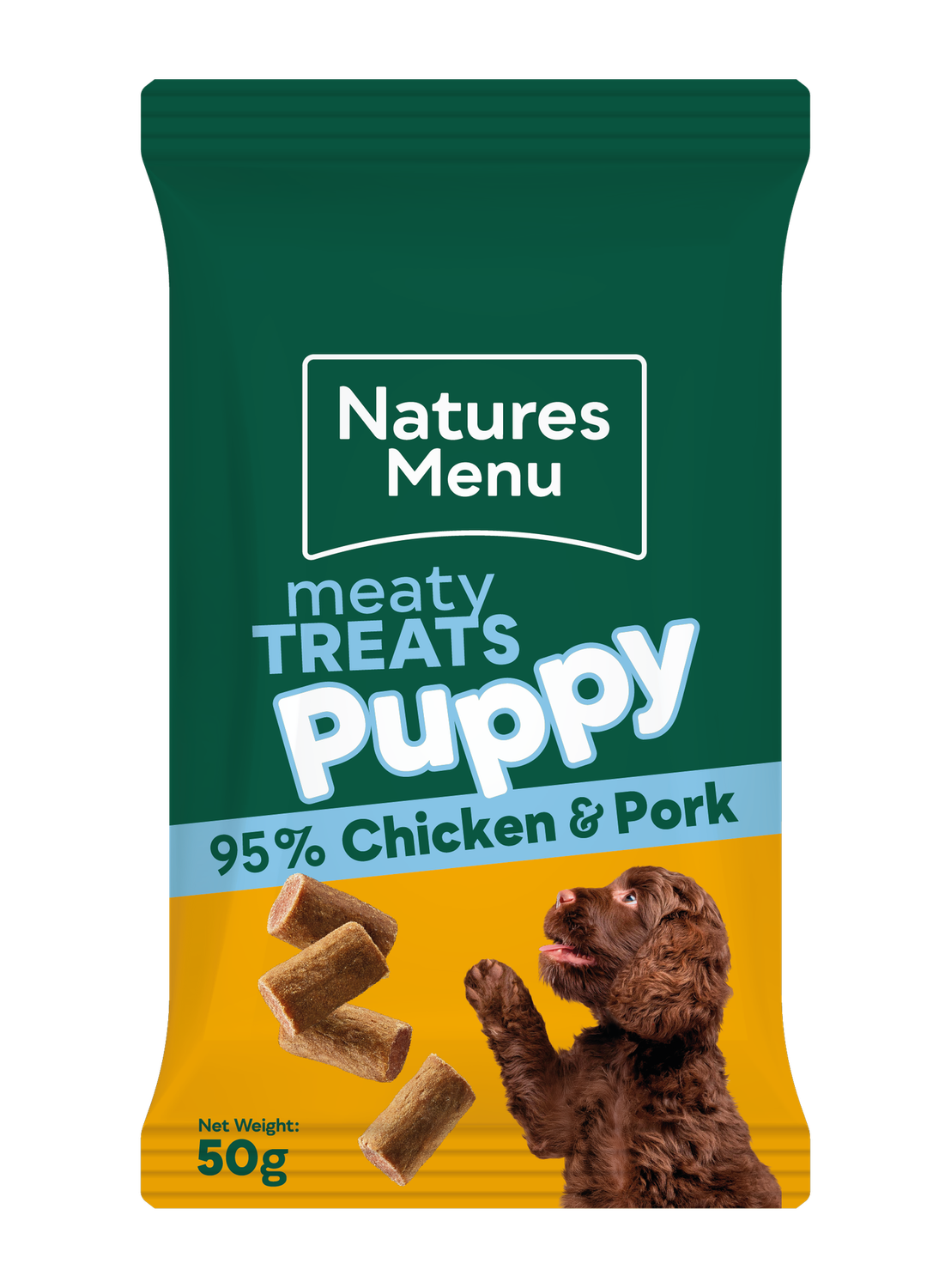 NATURES MENU PUPPY CHICKEN &amp; PORK TREATS 50g