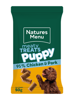 NATURES MENU PUPPY CHICKEN &amp; PORK TREATS 50g