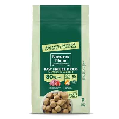 NATURES MENU DOG FREEZE DRIED COMPLETE &amp; BALANCED 80/20 625G (LAMB)
