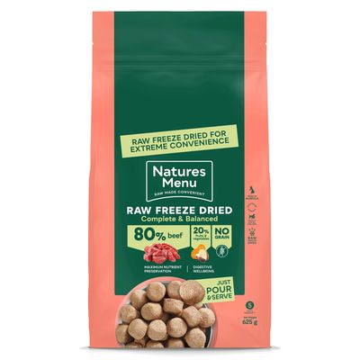 NATURES MENU DOG FREEZE DRIED COMPLETE &amp; BALANCED 80/20 625G (BEEF)