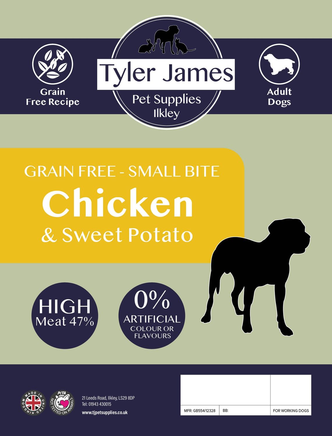 2KG TYLER-JAMES GRAIN FREE ADULT DOG SMALL BITE CHICKEN  &amp; SWEET POTATO