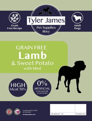12KG TYLER-JAMES GRAIN FREE ADULT DOG LAMB &amp; SWEET POTATO WITH MINT