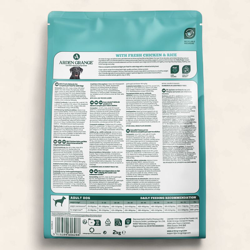 ARDEN GRANGE DOG LIGHT CHICKEN &amp; RICE 2KG