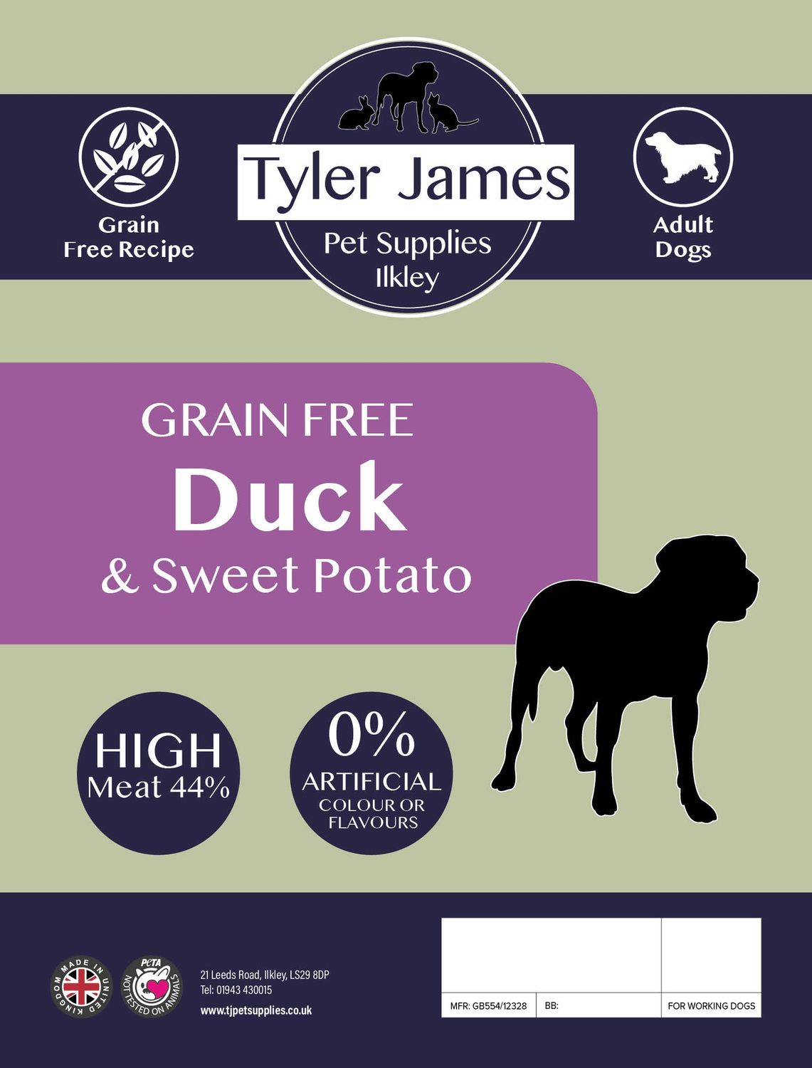 2KG TYLER-JAMES GRAIN FREE ADULT DOG DUCK &amp; SWEET POTATO