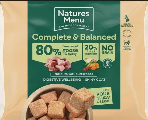 NATURES MENU DOG COMPLETE &amp; BALANCED RAW 1KG (TURKEY &amp; GOOSE)