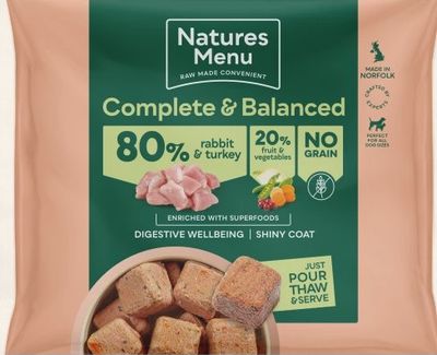 NATURES MENU DOG COMPLETE &amp; BALANCED RAW 1KG (RABBIT &amp; TURKEY)