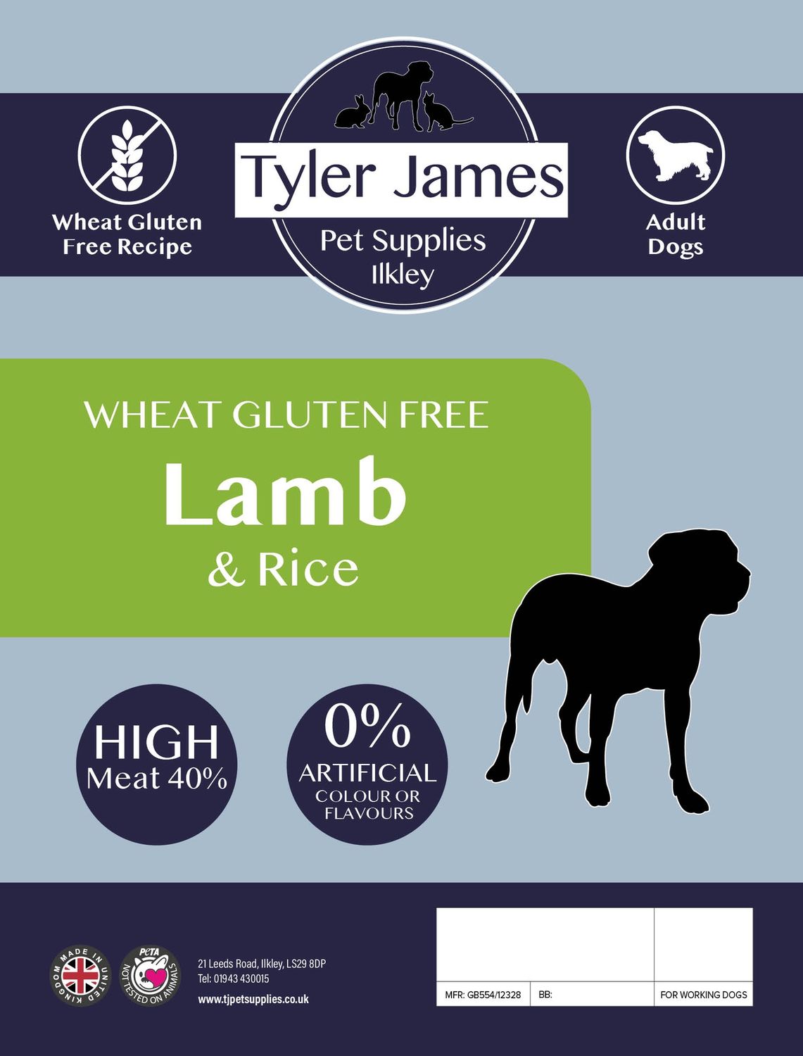 2.5KG TYLER-JAMES GLUTEN FREE ADULT DOG LAMB WITH RICE