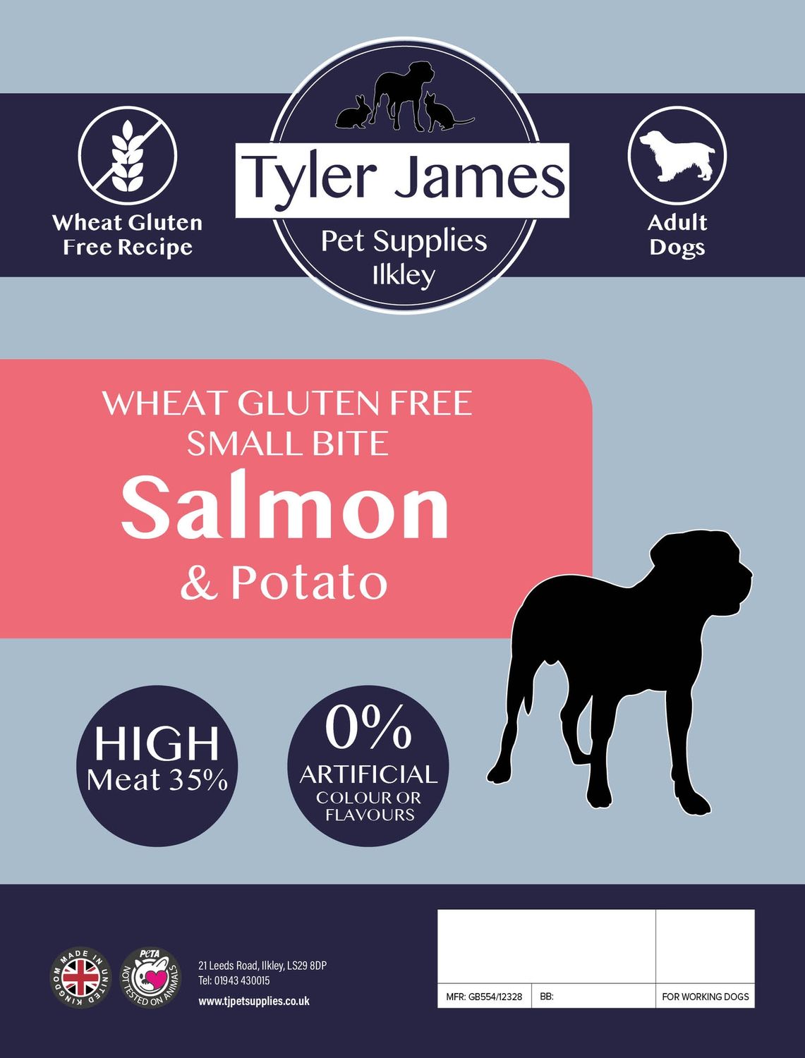 2.5KG TYLER-JAMES GLUTEN FREE ADULT DOG SMALL BREED SALMON WITH RICE