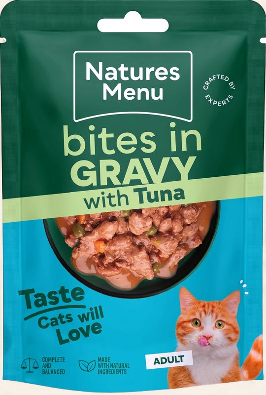 NATURES MENU BITES IN GRAVY CAT POUCH (TUNA) 85G
