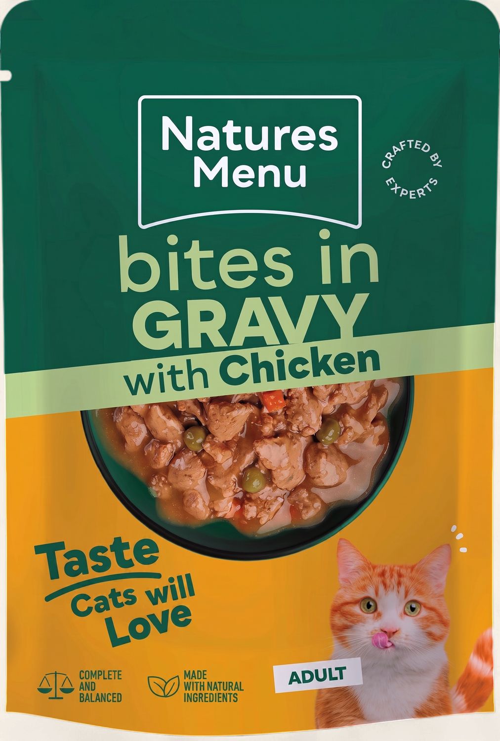 NATURES MENU BITES IN GRAVY CAT POUCH (CHICKEN) 85G