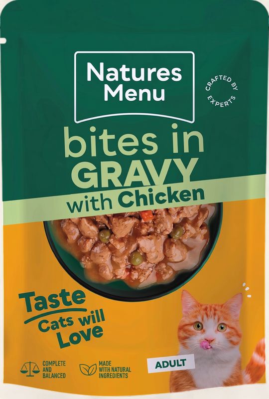 NATURES MENU BITES IN GRAVY CAT POUCH (CHICKEN) 85G
