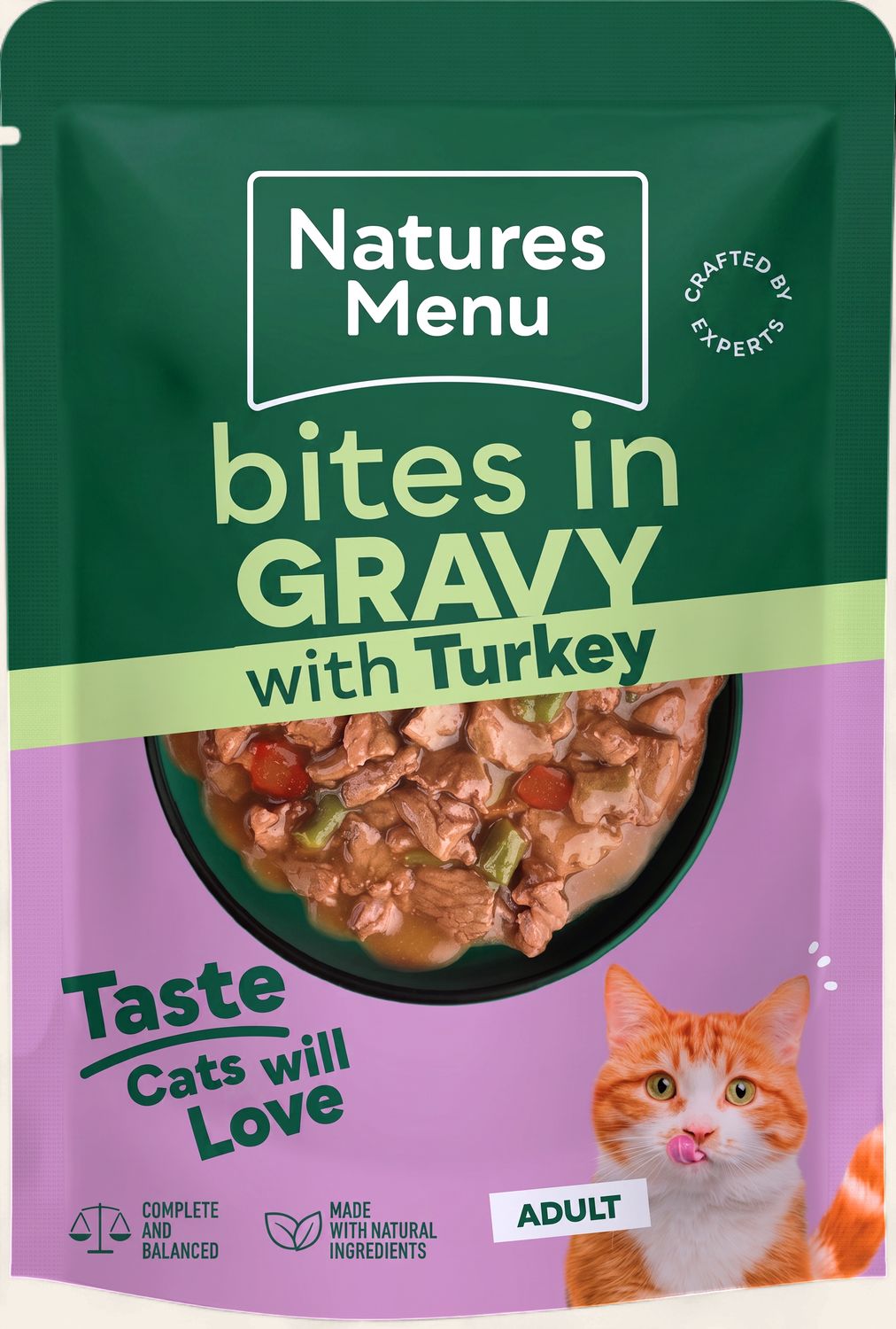 NATURES MENU BITES IN GRAVY CAT POUCH (TURKEY) 85G