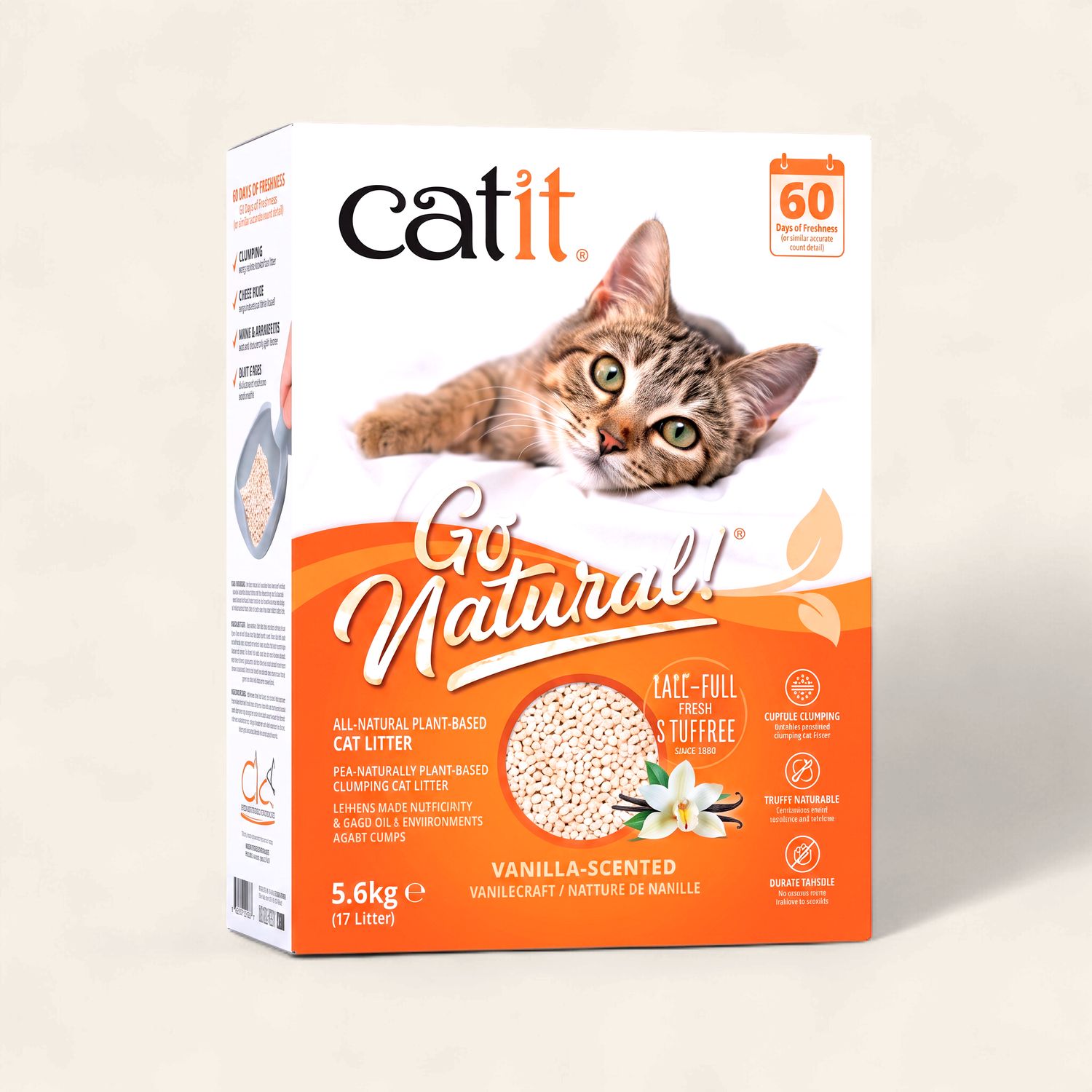 CATIT GO NATURAL PEA HUSK CLUMPING LITTER (VANILLA) 5.6 KG