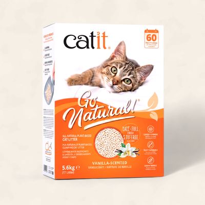CATIT GO NATURAL PEA HUSK CLUMPING LITTER (VANILLA) 5.6 KG