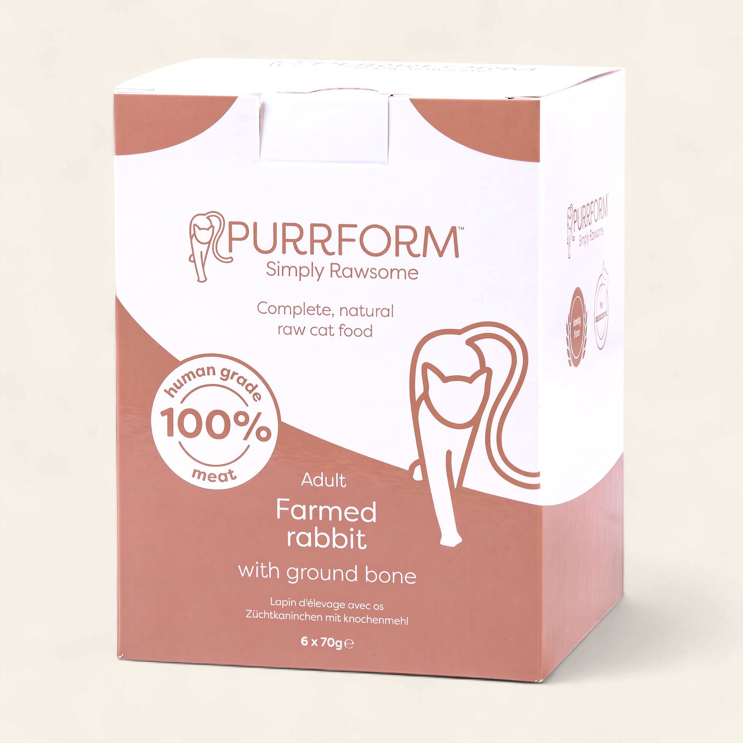 PURRFORM RAW CAT FOOD 6 X 70G (FARMED RABBIT WITH GROUND BONE)