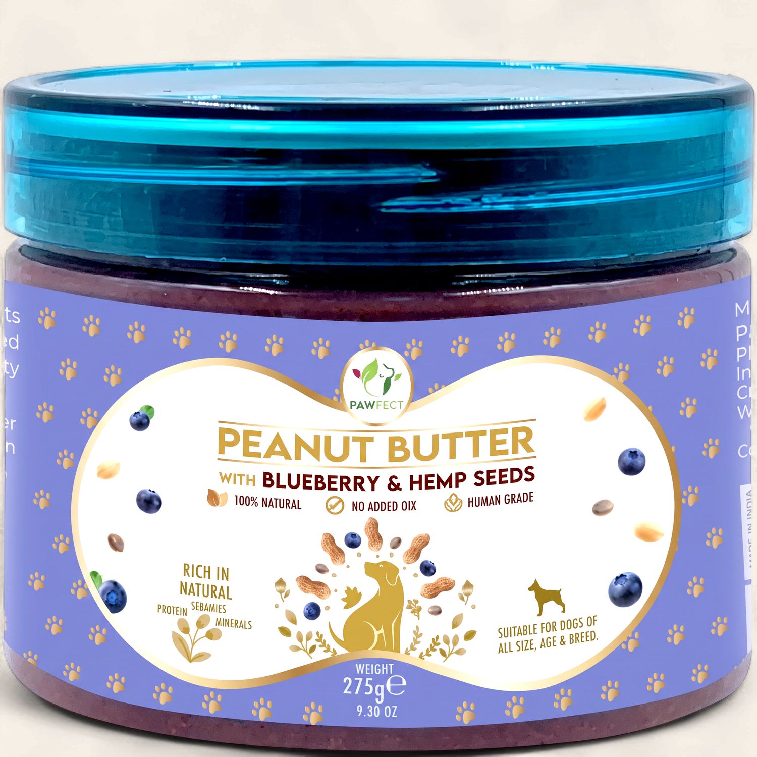 PAWFECT PEANUT BUTTER WITH BLUEBERRY &amp; HEMP SEEDS 275G