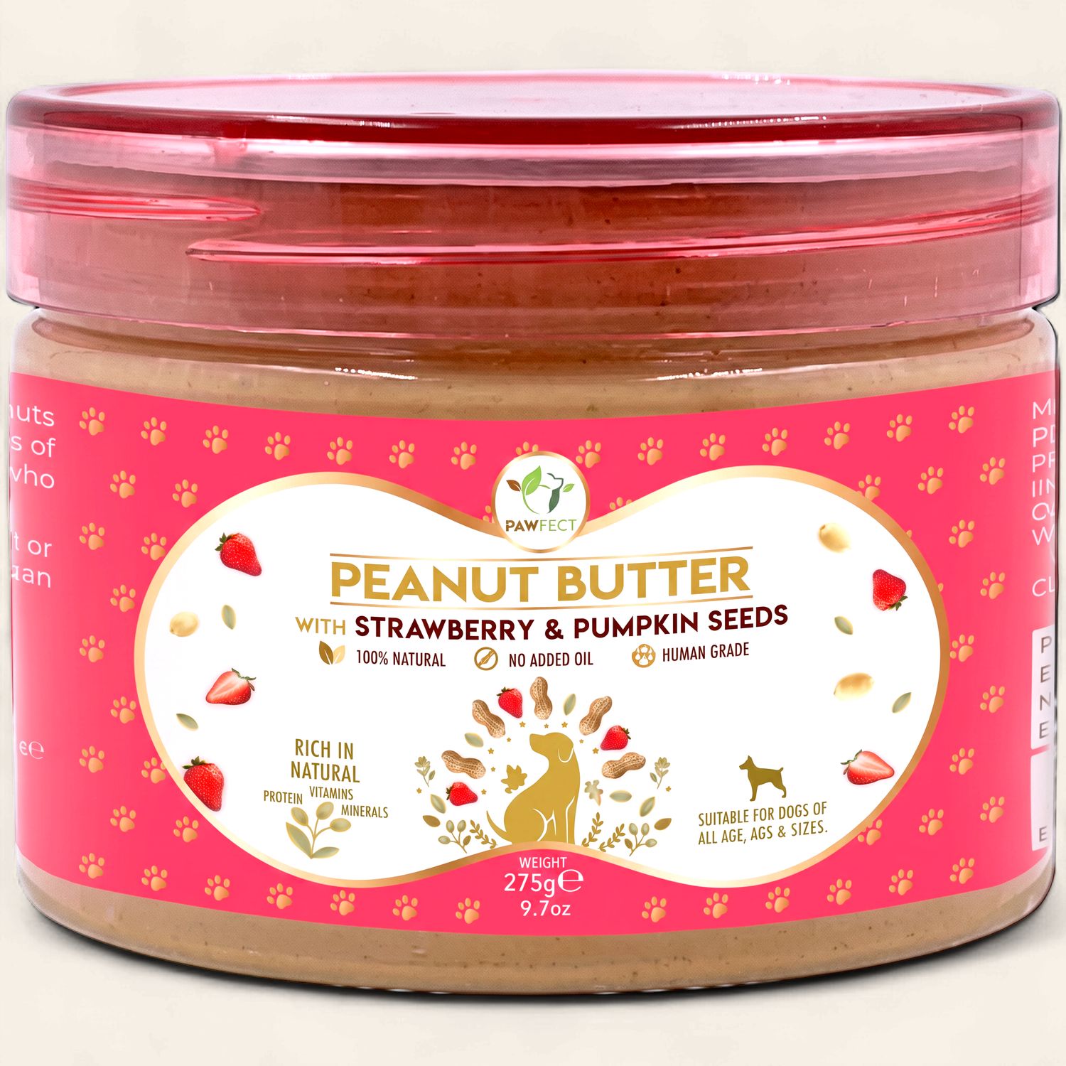 PAWFECT PEANUT BUTTER WITH STRAWBERRY &amp; PUMPKIN SEEDS 275G