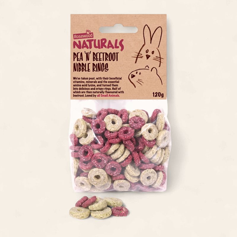 ROSEWOOD NATURALS PEA 'N' BEETROOT NIBBLE RINGS 120G